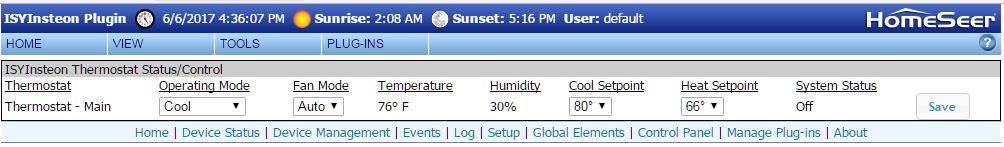 Plug-in Thermostat Status